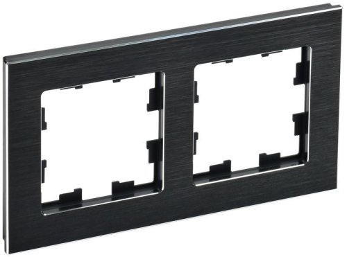 Рамка универсальная IEK Brite РУ-2-1-БрЧ 2-м. металл черный картинка